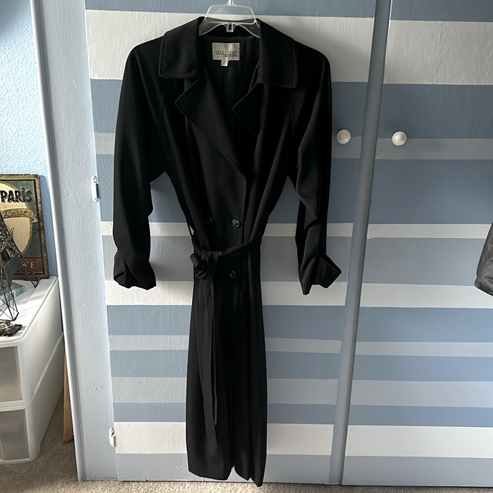 Black, Nordstrom’s long coat, warm and stylish